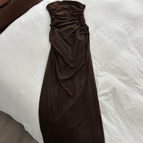 Zara Brown Strapless Dress - Picture 7 of 7